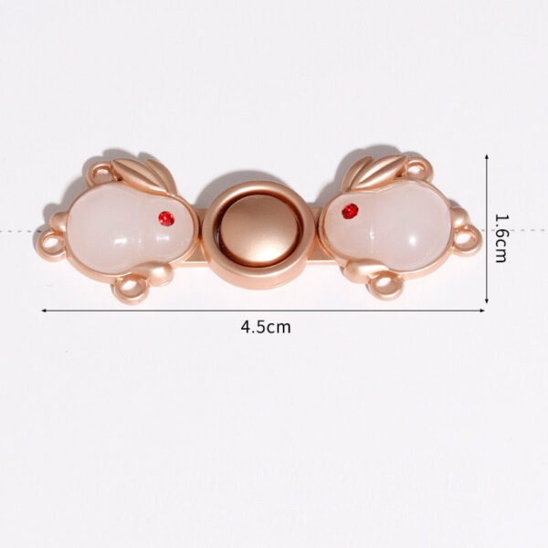 4.5cm Chinese Style Golden Metal Rabbit-Shaped Pair Buttons 20pcs - Image 2