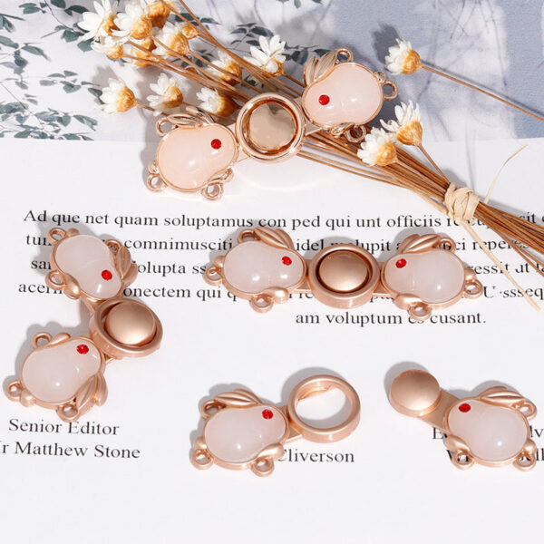 4.5cm Chinese Style Golden Metal Rabbit-Shaped Pair Buttons 20pcs - Image 4
