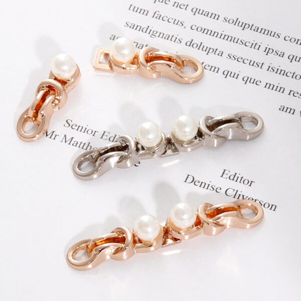 4.5cm Chinese Metal Frog Buttons with Pearl Light Gold and Silver White 20pcs - Image 3