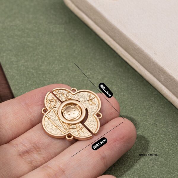 2.5cm Chinese Style Golden Vintage Panda Metal Pair Buttons 12pcs - Image 3