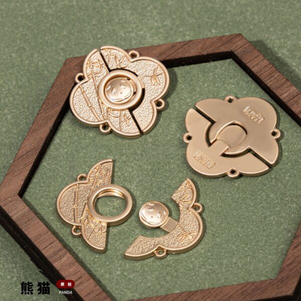 2.5cm Chinese Style Golden Vintage Panda Metal Pair Buttons 12pcs - Image 2