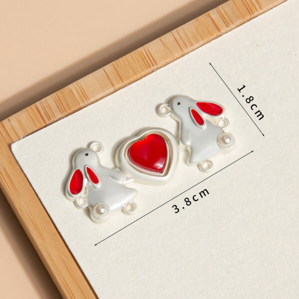 3.8cm Chinese Golden Rabbit Heart-Shaped Metal Frog Buttons 12pcs - Image 2