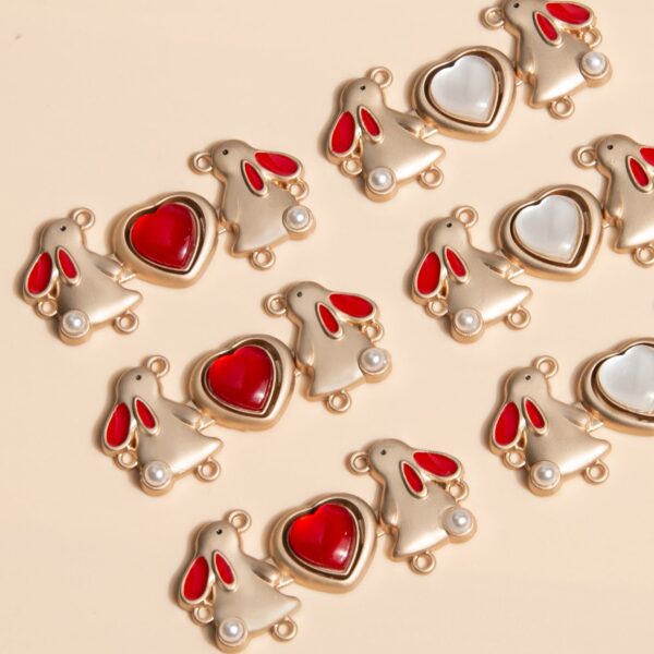 3.8cm Chinese Golden Rabbit Heart-Shaped Metal Frog Buttons 12pcs - Image 5