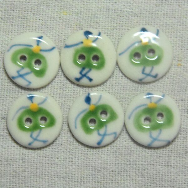 18mm Round 2 Hole White Base Green Handmade Ceramic Sewing Button 4pcs - Image 5