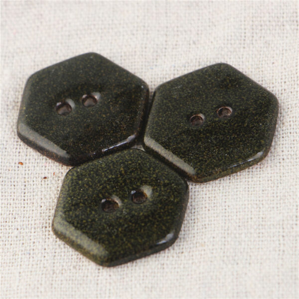 17/23/28mm Hexagonal 2 Hole Ceramic Buttons with Black Gray Marble Pattern 4pcs - Image 3