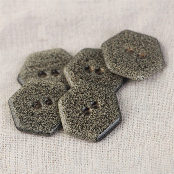 17/23/28mm Hexagonal 2 Hole Ceramic Buttons with Black Gray Marble Pattern 4pcs - Image 4