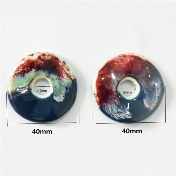 40mm Round Red and Green Contrasting Color Ceramic Ornament Pendant 10pcs - Image 3