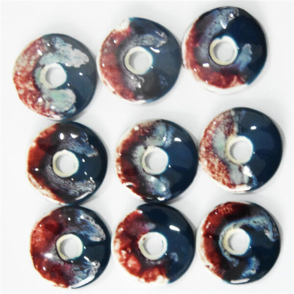 40mm Round Red and Green Contrasting Color Ceramic Ornament Pendant 10pcs - Image 2
