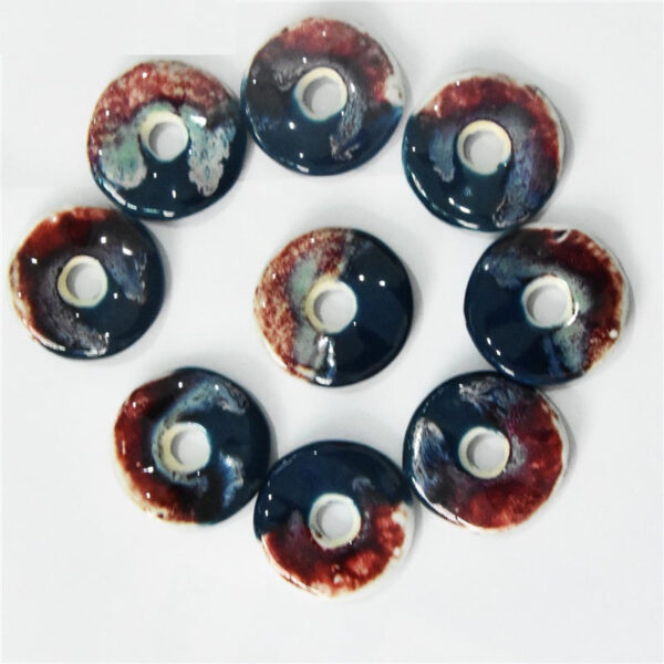 40mm Round Red and Green Contrasting Color Ceramic Ornament Pendant 10pcs - Image 5