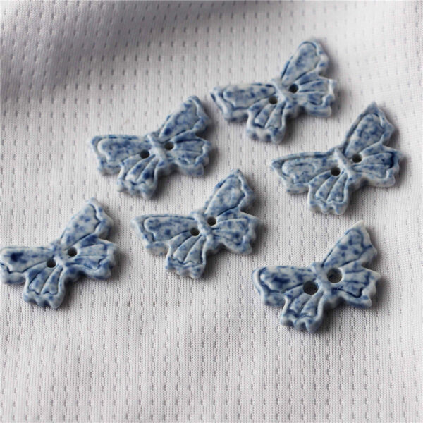 Blue and White Ceramic 2-hole Sewing Buttons in Multiple Shapes 10pcs - Image 5