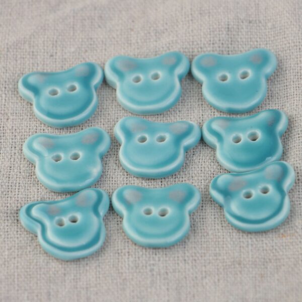 Blue and Pink Ceramic 2 Hole Sewing Buttons with Diverse Shapes 6pcs - Image 2