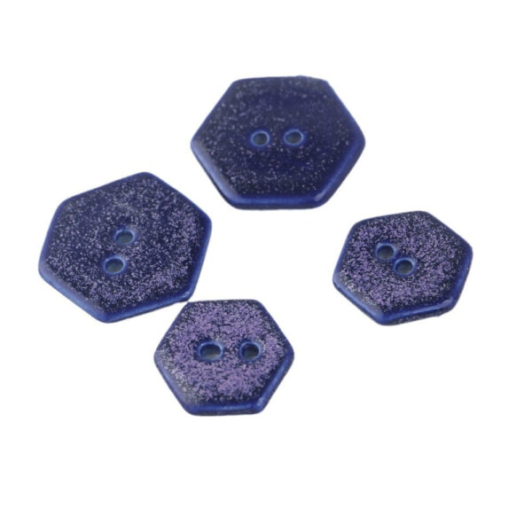 Spotted Blue Square and Hexagonal 2 Hole Ceramic Handmade Buttons 6pcs - Image 5