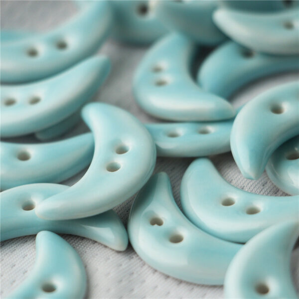 28mm Crescent Shaped 2 Hole Yellow and Light Blue Ceramic Buttons for Bag Decoration - Image 3