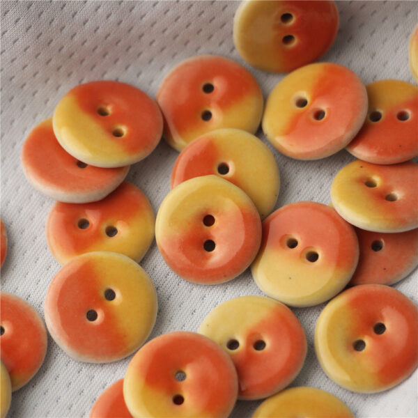 18mm Yellow-Orange Round 2 Hole Contrasting Color Ceramic Buttons 4PCS - Image 2
