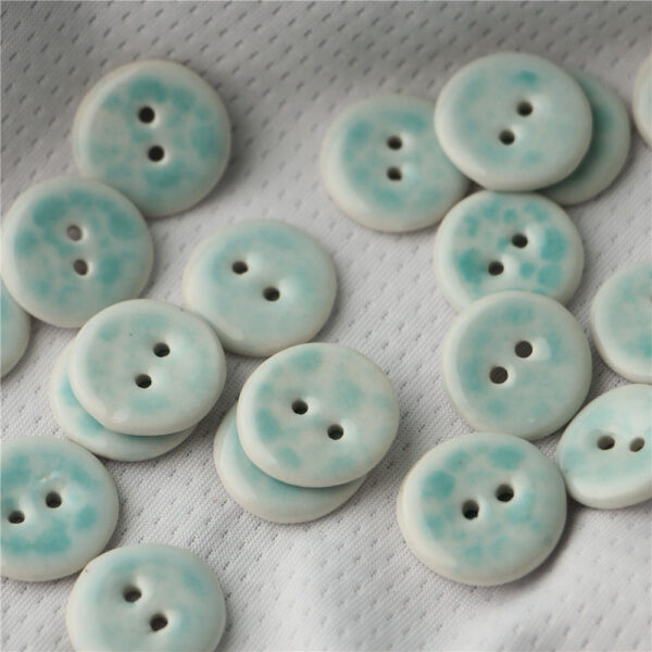 18mm Yellow-Orange Round 2 Hole Contrasting Color Ceramic Buttons 4PCS - Image 3