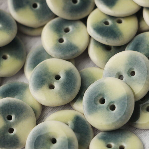 18mm Yellow-Orange Round 2 Hole Contrasting Color Ceramic Buttons 4PCS - Image 4