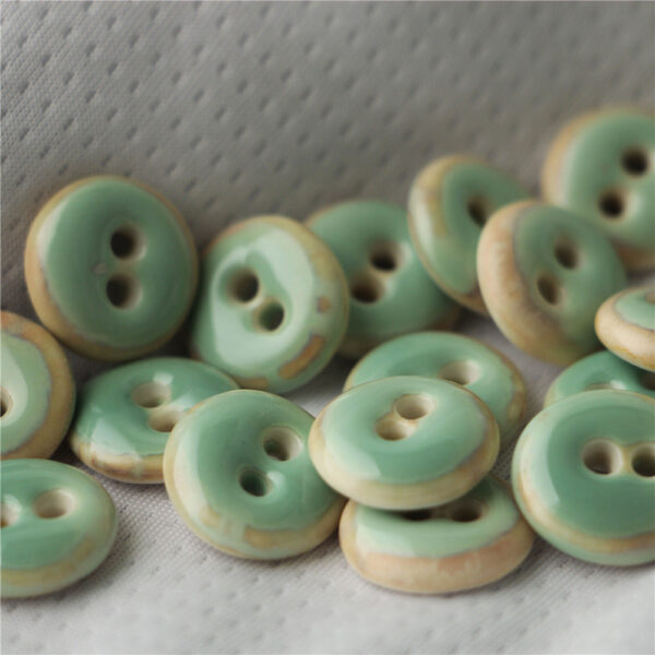 18mm Round 2 Hole Handmade Ceramic Sewing Buttons Deep Green Dark Blue 4pcs - Image 3