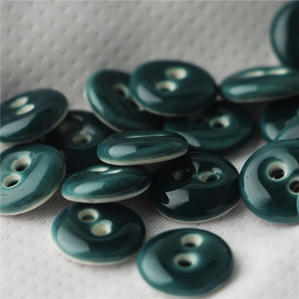 18mm Round 2 Hole Handmade Ceramic Sewing Buttons Deep Green Dark Blue 4pcs - Image 4
