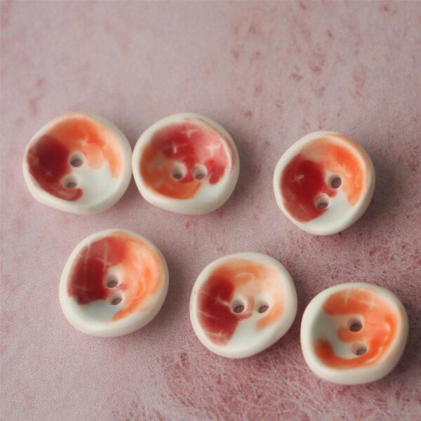 15mm 2 Hole Handmade Hand-Painted Ceramic Buttons with Floral Ripple Dotted Patterns 4pcs - Image 4