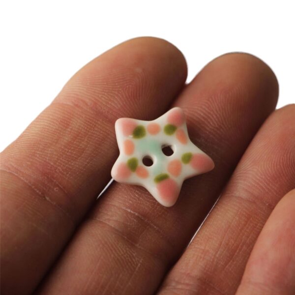 20mm Five Pointed Star 2 Hole Ceramic Sewing Buttons 4pcs - Image 2