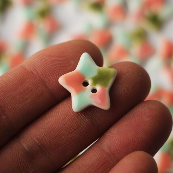 20mm Five Pointed Star 2 Hole Ceramic Sewing Buttons 4pcs - Image 4