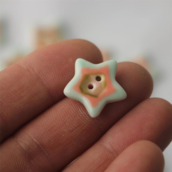20mm Five Pointed Star 2 Hole Ceramic Sewing Buttons 4pcs - Image 3