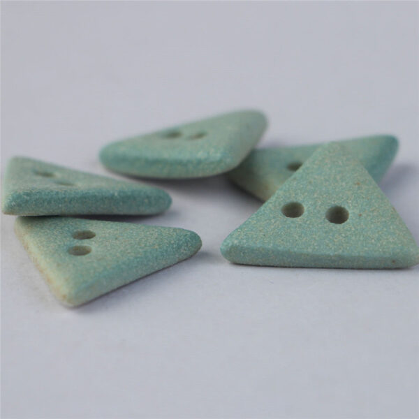 30mm Matte Light Blue Triangular and Gear Shaped 2 Hole Handmade Ceramic Buttons 5pcs - Image 2