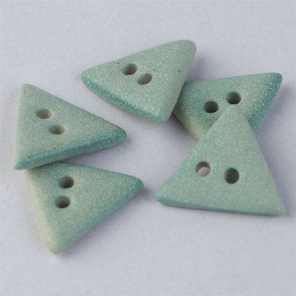 30mm Matte Light Blue Triangular and Gear Shaped 2 Hole Handmade Ceramic Buttons 5pcs - Image 4