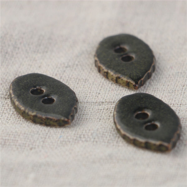 28mm Leaf Shaped 2 Hole Ceramic Handmade Buttons 5PCS - Image 4