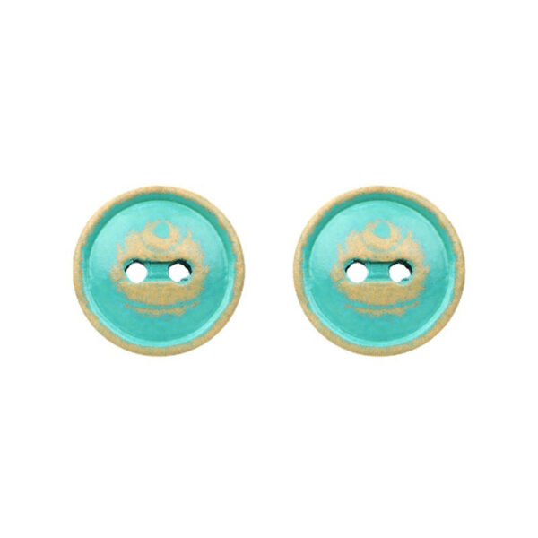 12.5/15/18mm Japanese Style Vintage Turquoise Round 2 Hole Wood Buttons 30pcs - Image 2