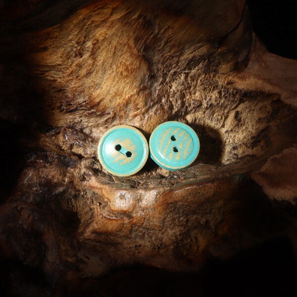 12.5/15/18mm Japanese Style Vintage Turquoise Round 2 Hole Wood Buttons 30pcs - Image 3