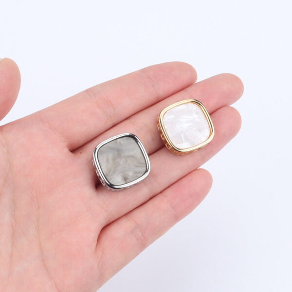 21mm Fashion Square Golden Silver Metal Shank Buttons for Coats 6pcs - Image 3