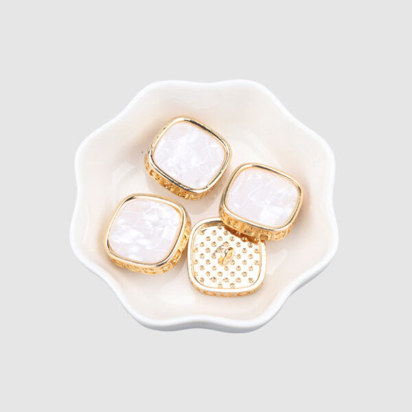 21mm Fashion Square Golden Silver Metal Shank Buttons for Coats 6pcs - Image 5