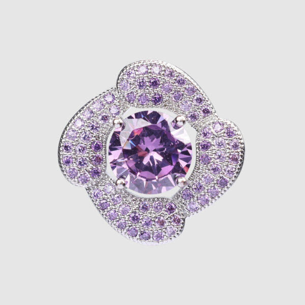 24mm White Purple Zircon Button with Metal Base and Shank 2pcs - Image 6