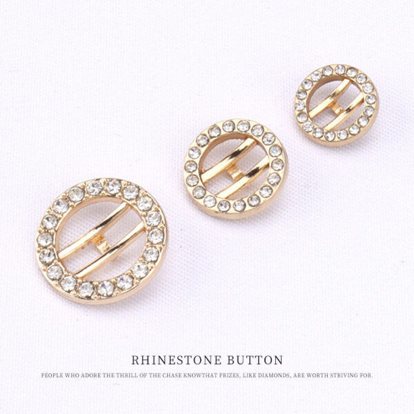 10/12/15mm Rose Gold Metal Hollow Rhinestone Buttons for Women Cardigans 20pcs - Image 2