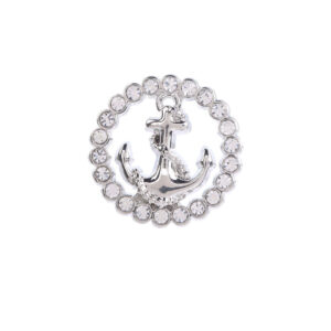 Women Fashion Round Hollow Anchor Rhinestone Metal Shank Buttons 12pcs