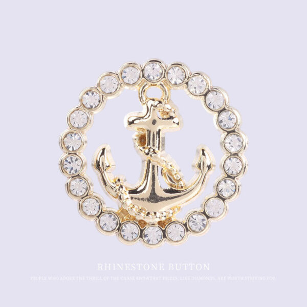 Women Fashion Round Hollow Anchor Rhinestone Metal Shank Buttons 12pcs - Image 5