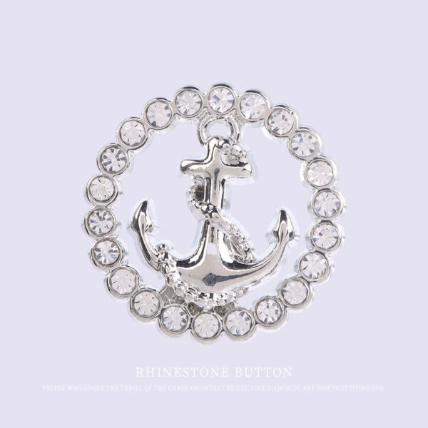 Women Fashion Round Hollow Anchor Rhinestone Metal Shank Buttons 12pcs - Image 6