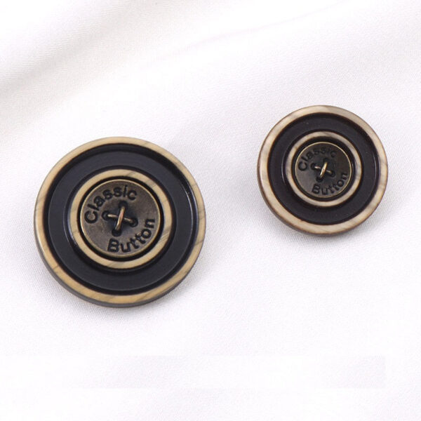 Classic Bronze Colored Resin Metal Shank Buttons for Woolen Coats 12pcs - Image 3