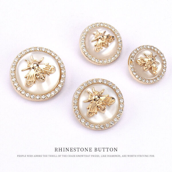 Round Metal Resin Bee Shaped Diamond Buttons for Sweaters Coats 12pcs - Image 2