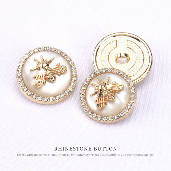 Round Metal Resin Bee Shaped Diamond Buttons for Sweaters Coats 12pcs - Image 3