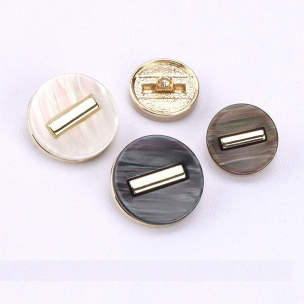 Black White Brown Round Resin Metal Shank Buttons for Fashion Coats 15 Pack - Image 6