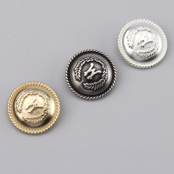 17.5/22.5mm Korean Eco-friendly Vintage Metal Silver Buttons with Shanks 3pcs - Image 2