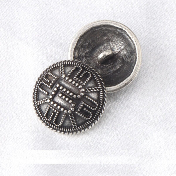 18/23mm Geometric Pattern Vintage Gold & Silver Alloy Buttons with Shanks 3pcs - Image 4