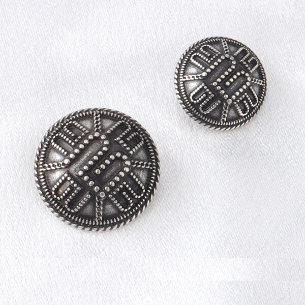 18/23mm Geometric Pattern Vintage Gold & Silver Alloy Buttons with Shanks 3pcs - Image 2