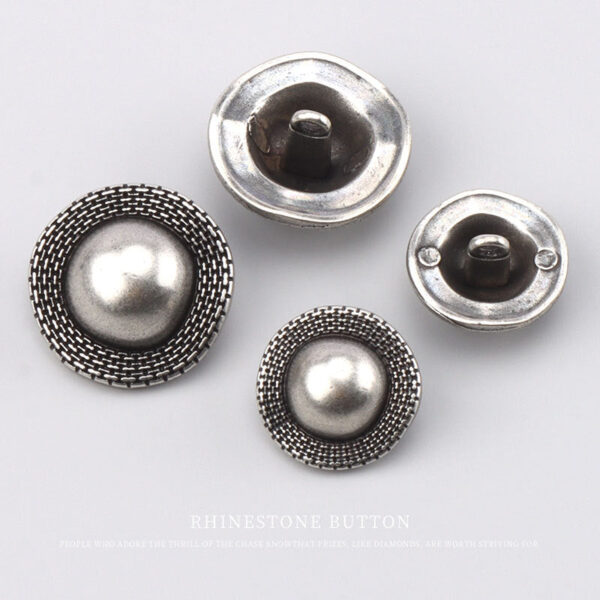 17.5/22.5mm Korean Style Metal Round Antique Silver Buttons with Shanks for Coats 3pcs - Image 2
