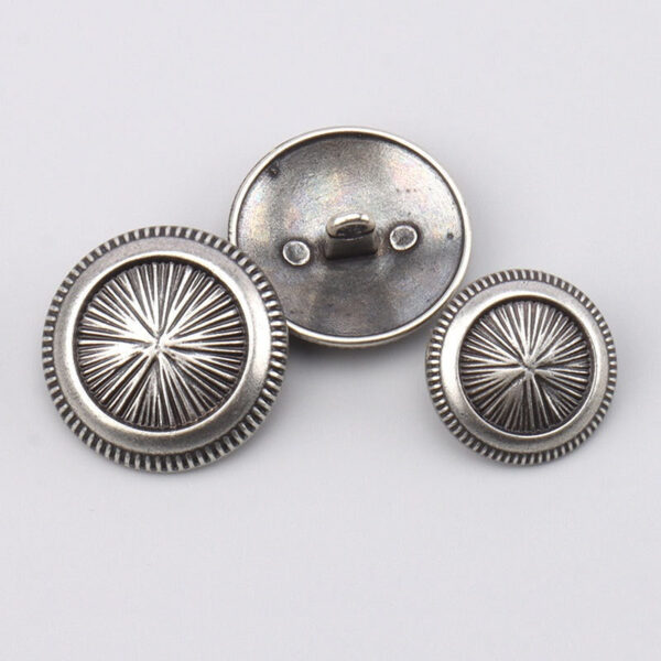 17.5/22.5mm Vintage Matte Silver Metal Shank Buttons for High-End Suit Jackets 3pcs - Image 2