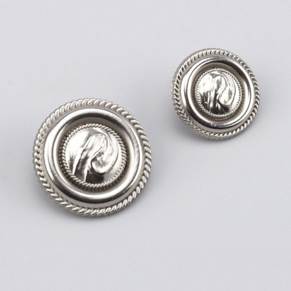 17.5/22.5mm Antique Silver Round Piped Metal Buttons with Shanks 3pcs - Image 3