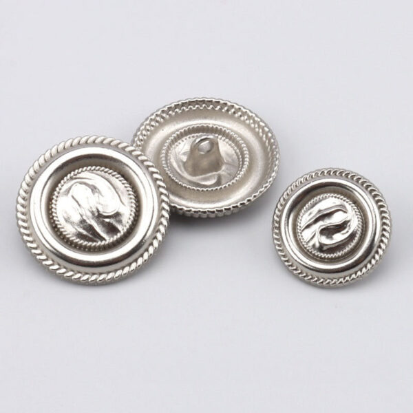 17.5/22.5mm Antique Silver Round Piped Metal Buttons with Shanks 3pcs - Image 2