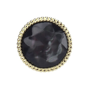 Black Beige Brown Round Diamond Cut Resin Alloy Shank Buttons 15 Pack